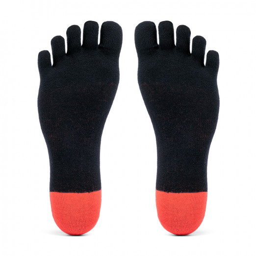 5Toe Socks No Show Red/Black