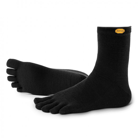 5Toe Socks Wool Blend Crew Black